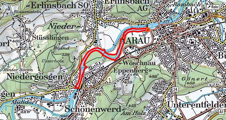 Aarau - Schönenwerd - Aarau (Aareuferweg)