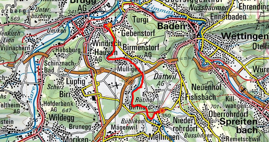 Gebenstorf - Birmenstorf - Mellingen (Reussuferweg)