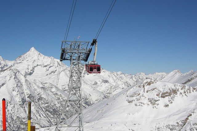 Kabine beim letzten Mast vor der Bergstation